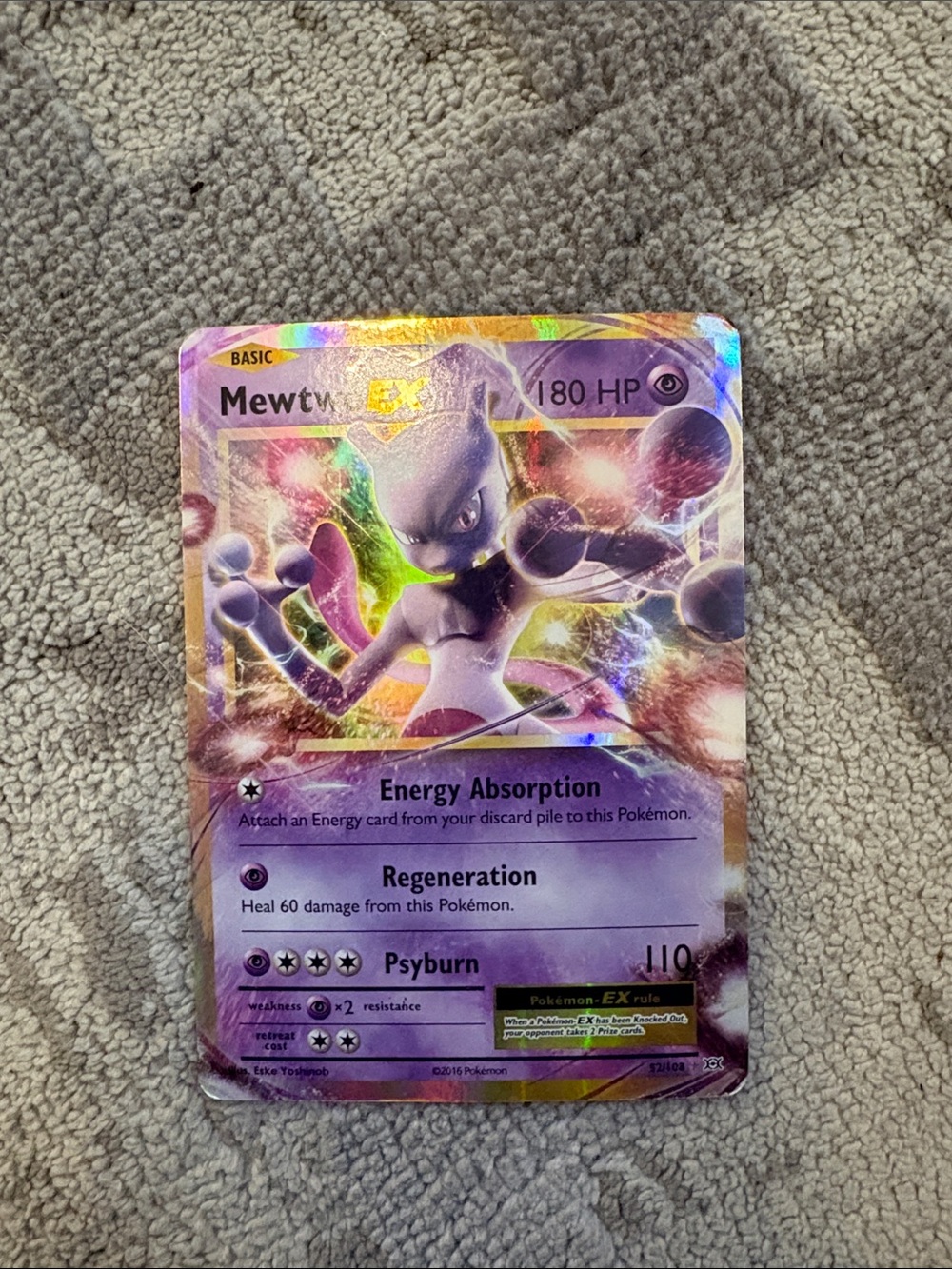 Pokémon Mewtwo-EX Holographic Trading Card - Purple